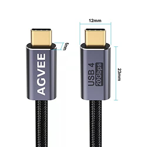 AGVEE [6.6ft USB4 GEN 3 * 2 כבל USB C 4.0 40GBPS ו- 100W PD תואם ל- Thunderbolt 4 3, 8K@60Hz תצוגה, כבל מטען מסוג USB